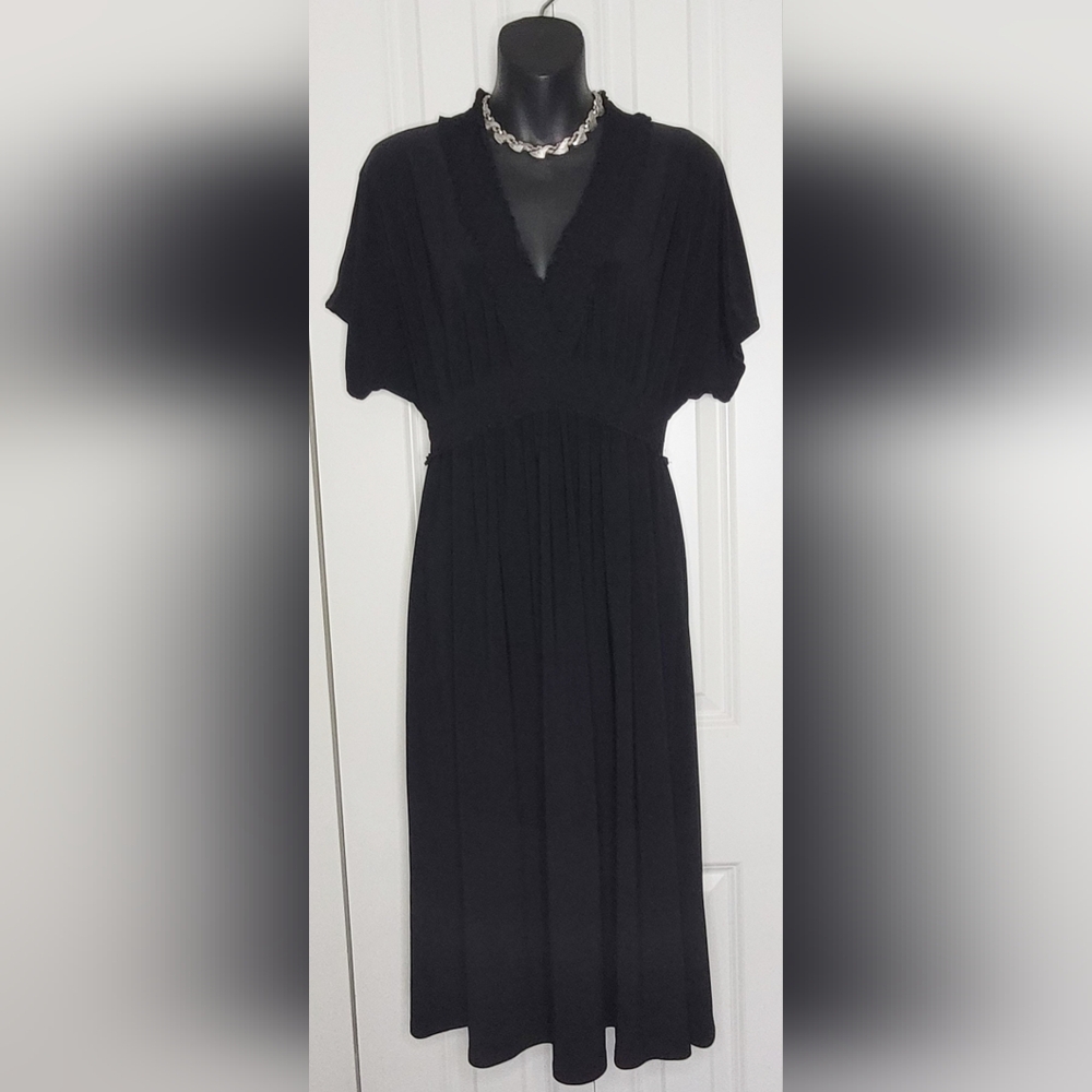 Metro 7 Womens Black V-Neck Dress Size 12-14